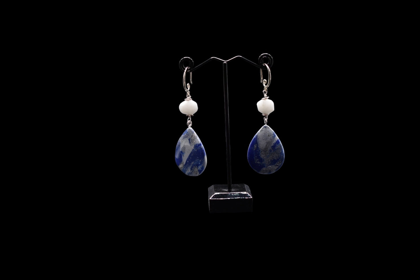Navy Blue and Gray Polymer Clay Earrings