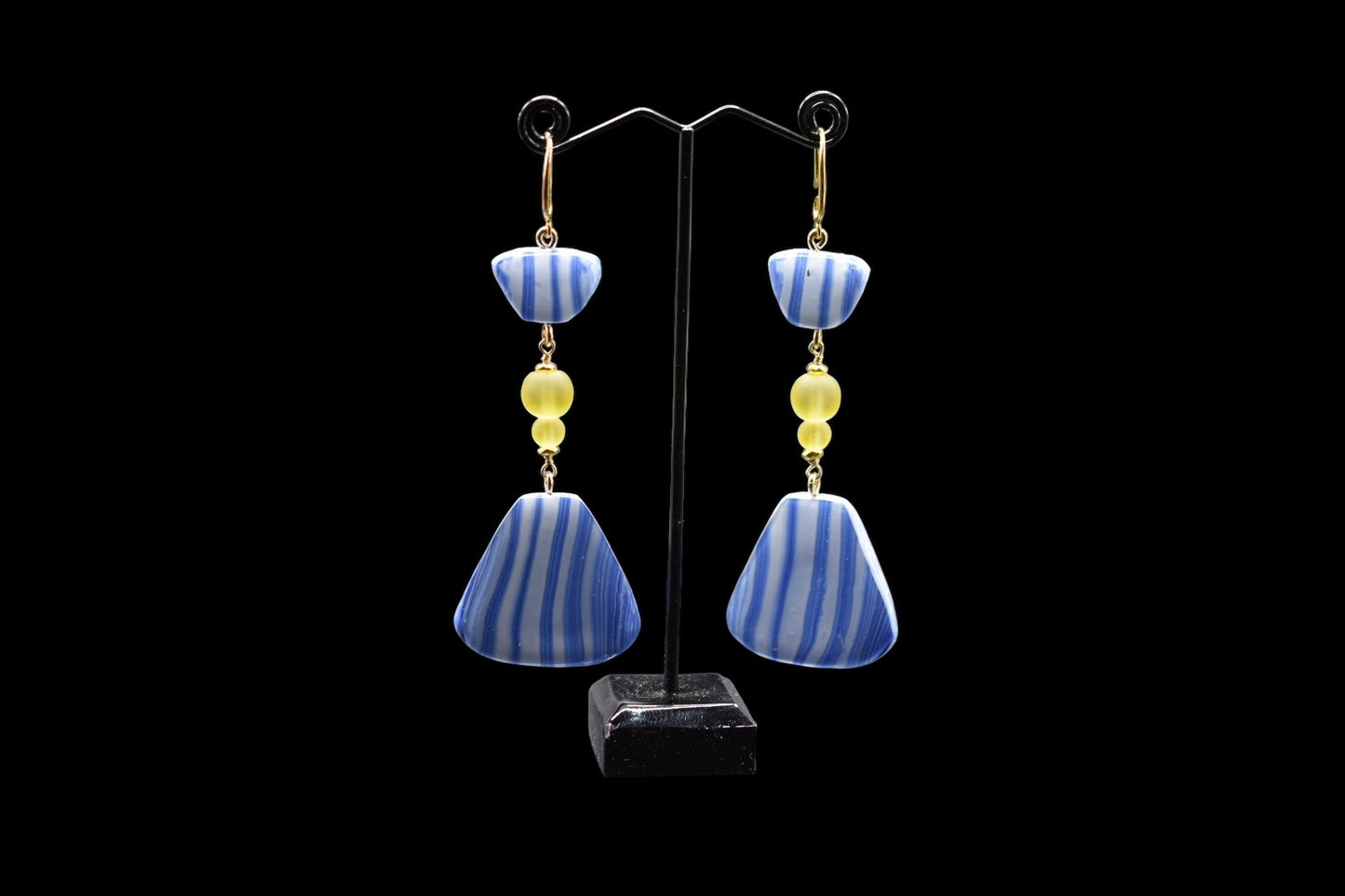 Navy Blue and Grey Polymer Clay Earrings