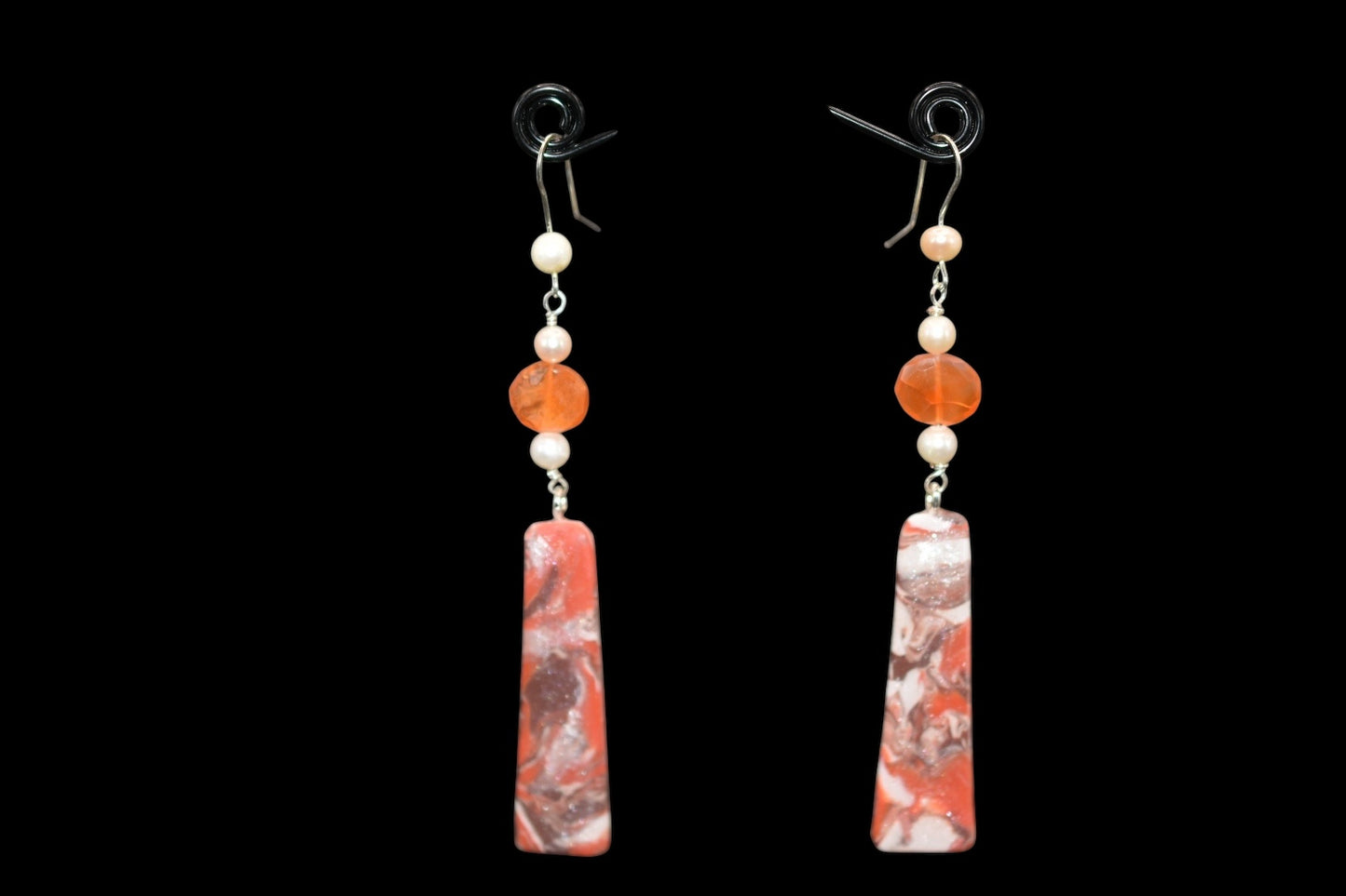 Brown Orange and White Polymer Clay Earrings