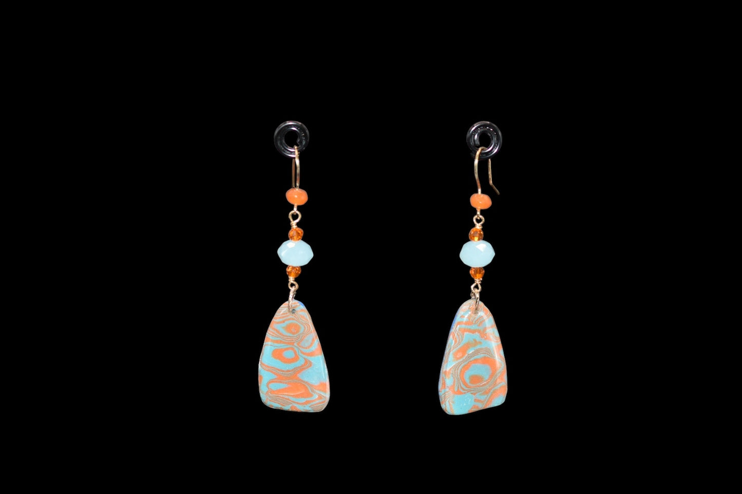 Orange and Teal Polymer Clay Earrings