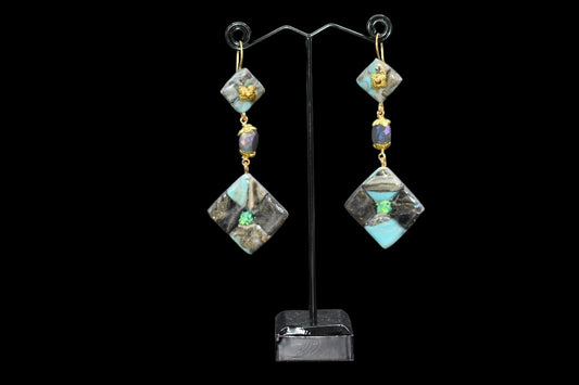 Aquamarine Diamond Pattern with Glass Beads