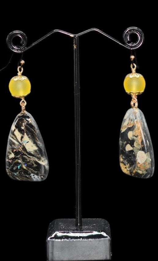 Marbleized Earth Tone Glass Bead Earrings