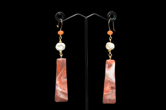 Brown Orange and White Polymer Clay Earrings