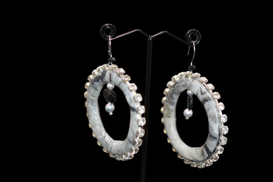 White and Black Polymer Clay Earrings