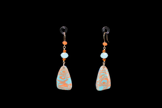 Orange and Teal Polymer Clay Earrings