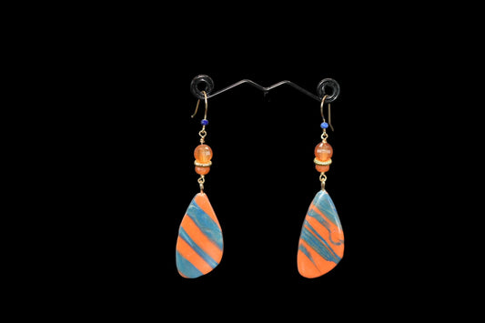 Orange and Blue Semiprecious Stone Earrings