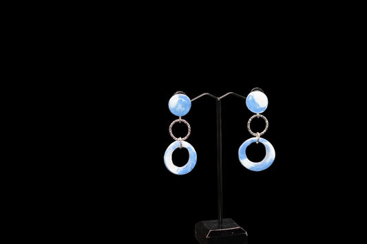 Blue and White Polymer Clay Earrings