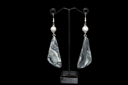 Black and Gray Polymer Clay Earrings